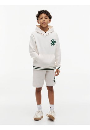 Hoodie Blanco Con Capota Y Logo Bordado Tommy Hilfiger