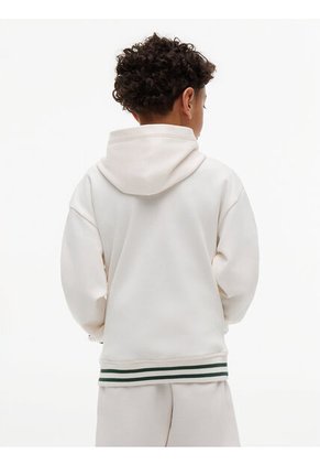 Hoodie Blanco Con Capota Y Logo Bordado Tommy Hilfiger