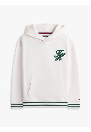 Hoodie Blanco Con Capota Y Logo Bordado Tommy Hilfiger