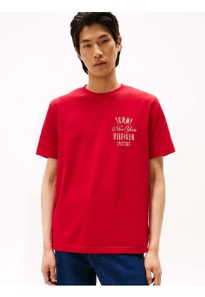 Camiseta Roja Con Logo Gráfico Tommy Hilfiger