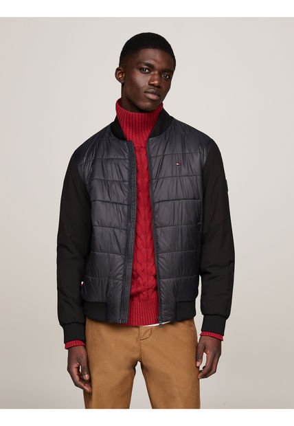 Chaqueta Negra Bomber Térmica Y Repelente Al Agua Tommy Hilfiger