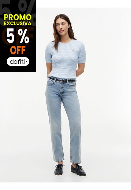 Jeans Azul Denim De Corte Recto Tommy Hilfiger