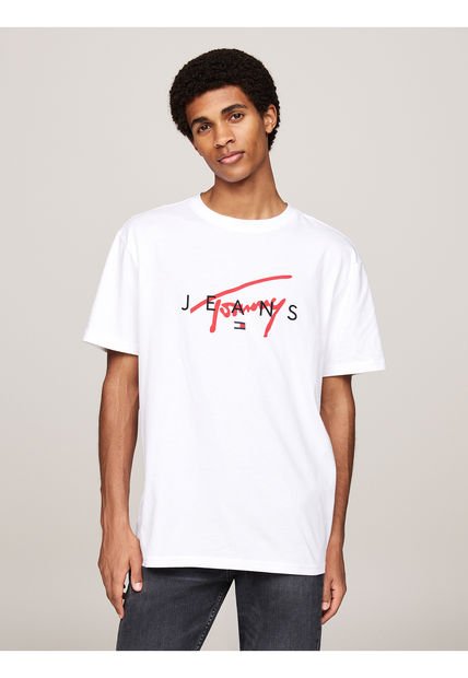 Camiseta Blanca Con Logo Con La Firma De Tommy