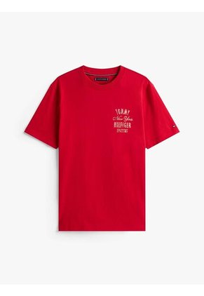 Camiseta Roja Con Logo Gráfico Tommy Hilfiger