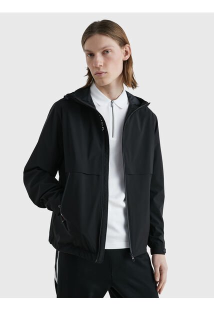 Chaqueta Th Protect Con Gorro Y Cierre Hombre Negro Tommy Hilfiger