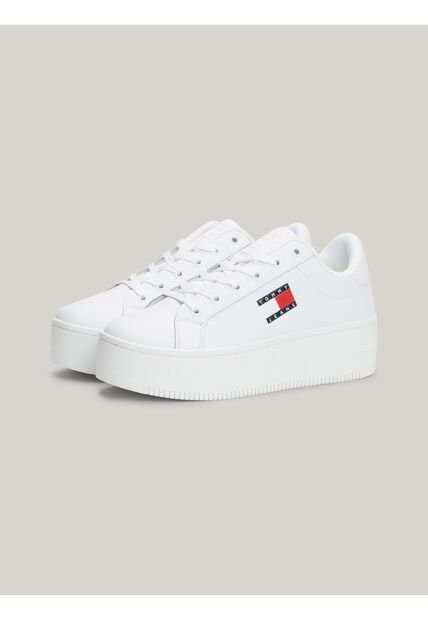Tenis Blancos De Plataforma De Cuero Essential Tommy Hilfiger