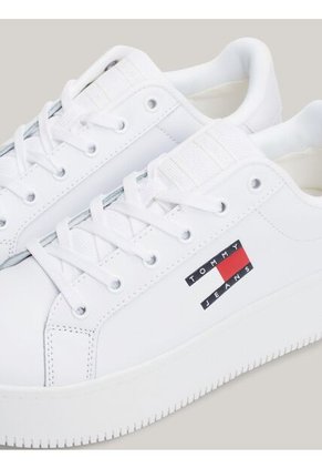 Tenis Blancos De Plataforma De Cuero Essential Tommy Hilfiger