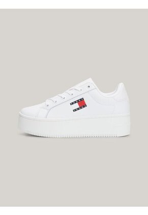 Tenis Blancos De Plataforma De Cuero Essential Tommy Hilfiger