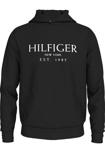 Buzo Negro Con Capota Con Logo Tommy Hilfiger