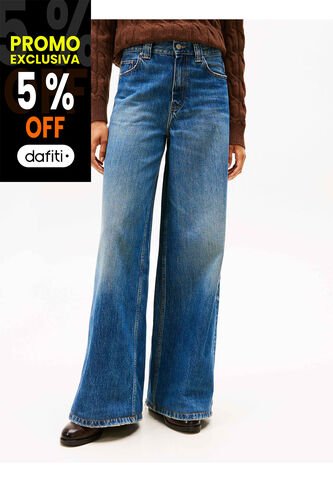 Jeans Azul Anchos De Talle Alto De Estilo Setentero Tommy Hilfiger Tommy Hilfiger