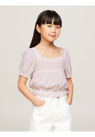 Blusa Rosada Niña Rosada Cropped De Estampado Floral Tommy Hilfiger Tommy Hilfiger