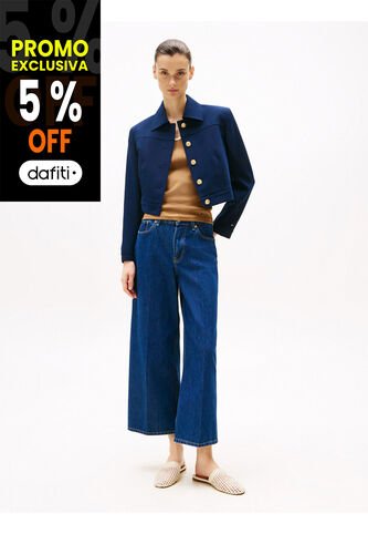 Jeans Azul Tobilleros De Pierna Ancha Y Talle Alto Tommy Hilfiger Tommy Hilfiger