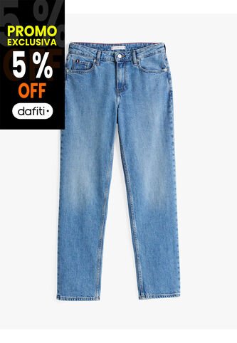 Jeans Azul Rectos De Talle Medio Desteñidos Tommy Hilfiger Tommy Hilfiger