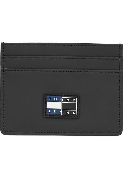 Tarjetero Negro Collegiate Con Logo Tommy Hilfiger