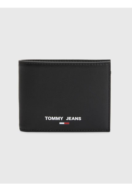 Billetera Negra Con Monedero Essential De Cuero Tommy Hilfiger