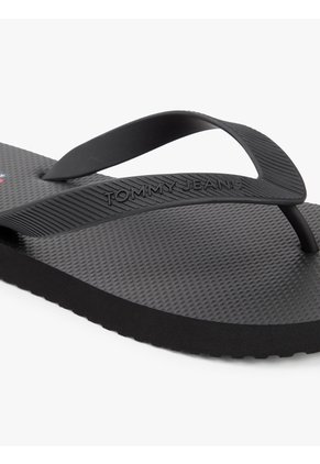 Sandalias Negro Con Inscripción En La Tira Tommy Hilfiger