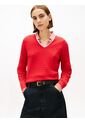 Saco Rojo De Punto Trenzado Con Cuello En V Tommy Hilfiger de Tommy Hilfiger