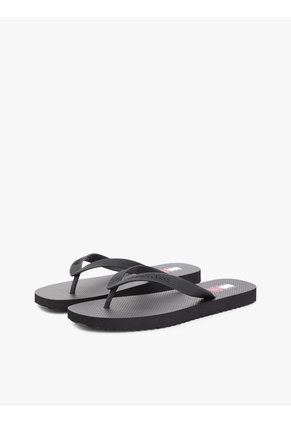 Sandalias Negro Con Inscripción En La Tira Tommy Hilfiger