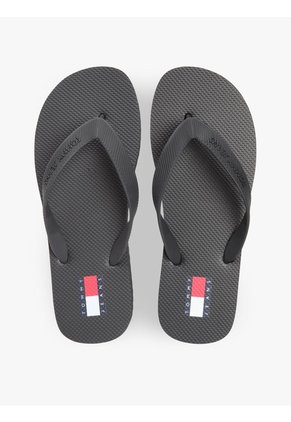 Sandalias Negro Con Inscripción En La Tira Tommy Hilfiger