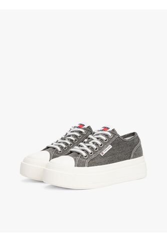 Tenis Negro De Plataforma De Denim Tommy Hilfiger Tommy Hilfiger