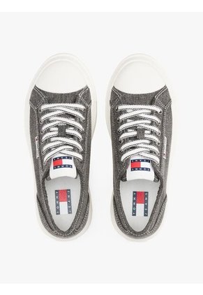 Tenis Negro De Plataforma De Denim Tommy Hilfiger
