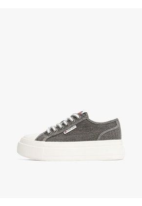 Tenis Negro De Plataforma De Denim Tommy Hilfiger