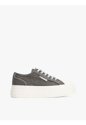 Tenis Negro De Plataforma De Denim Tommy Hilfiger