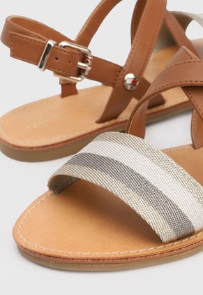 Sandalia Plana Café-Plateado-Blanco Tommy Hilfiger Cross Strap
