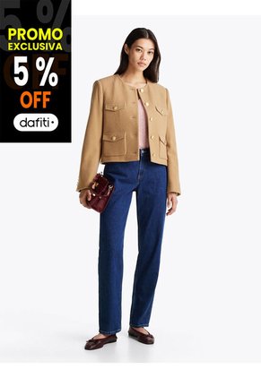 Jeans Azul Oscuro De Pierna Recta Con Talle Medio Tommy Hilfiger