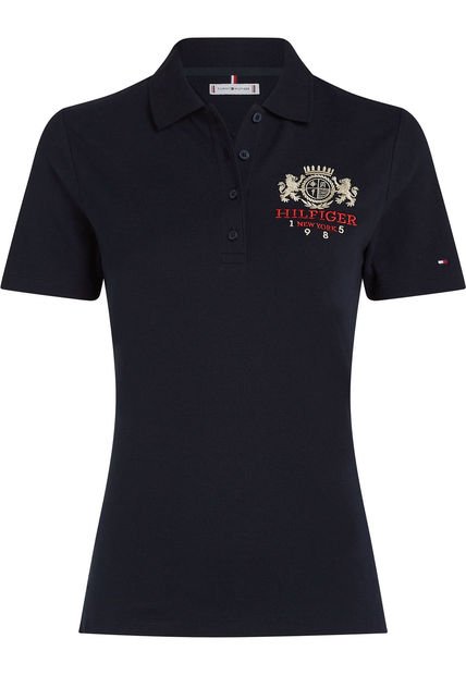 Polo Azul Varsity De Corte Slim Tommy Hilfiger