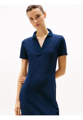 Vestido Azul Tipo Polo Con Cuello En V Abierto Tommy Hilfiger