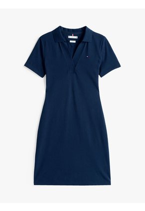 Vestido Azul Tipo Polo Con Cuello En V Abierto Tommy Hilfiger