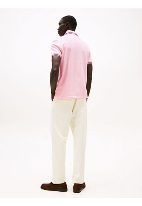 Polo Rosa Ribeteado De Corte Slim Tommy Hilfiger