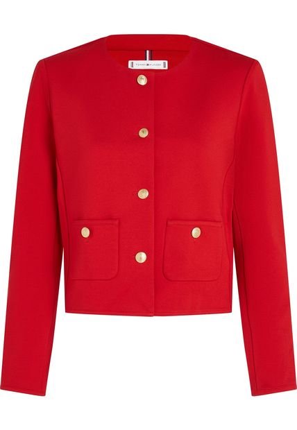Chaqueta Roja De Punto Con Botones Tommy Hilfiger