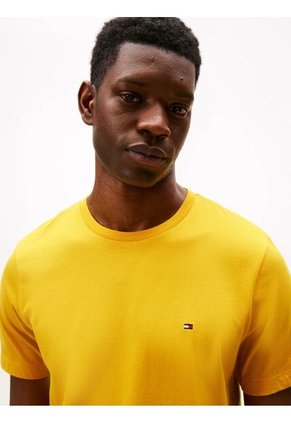 Camiseta Amarilla De Cuello Redondo Con Logo Bordado Tommy Hilfiger