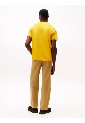 Camiseta Amarilla De Cuello Redondo Con Logo Bordado Tommy Hilfiger