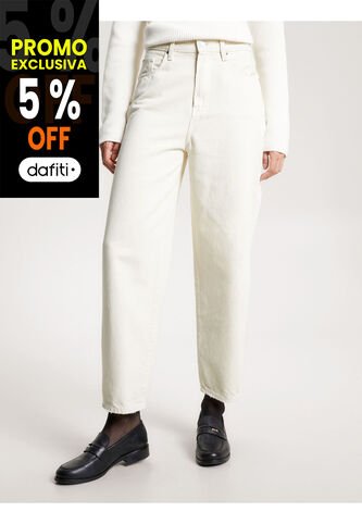 Jeans Blancos De Talle Alto Con Corte Globo Y Regular Tommy Hilfiger Tommy Hilfiger