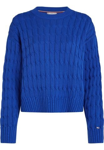 Saco Azul Tejido De Punto Trenzado Con Cuello Redondo Tommy Hilfiger Tommy Hilfiger