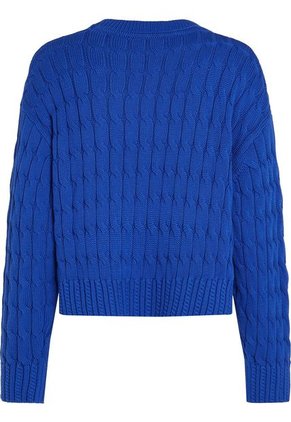 Saco Azul Tejido De Punto Trenzado Con Cuello Redondo Tommy Hilfiger