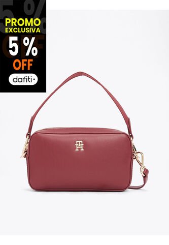 Bolso Rojo De Hombro Con Insignia Del Monograma TH Tommy Hilfiger Tommy Hilfiger