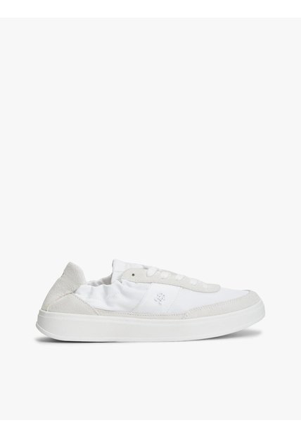 Tenis Blanco Deportivas De Ante Con Elástico Trasero Tommy Hilfiger