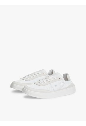 Tenis Blanco Deportivas De Ante Con Elástico Trasero Tommy Hilfiger