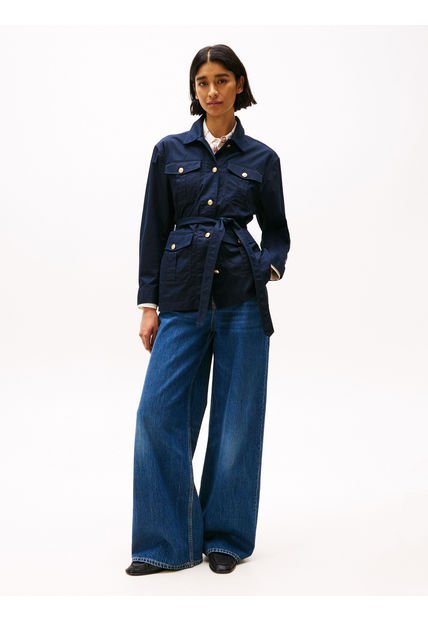 Rompe Azul Viento Estilo Militar Con Botones Dorados Tommy Hilfiger