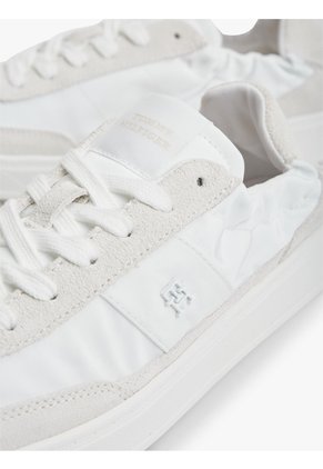 Tenis Blanco Deportivas De Ante Con Elástico Trasero Tommy Hilfiger