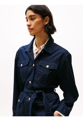 Rompe Azul Viento Estilo Militar Con Botones Dorados Tommy Hilfiger