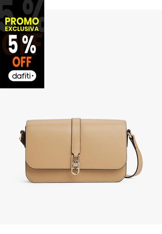 Bolso Beige Cruzado Con Solapa Y Monograma TH Tommy Hilfiger Tommy Hilfiger