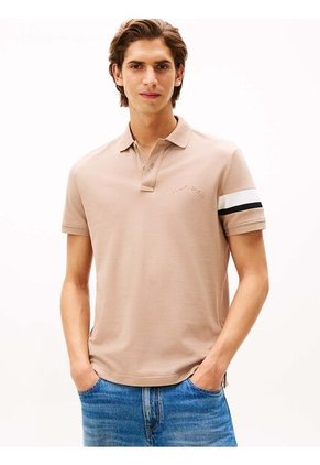 Polo Beige De Corte Regular Con Detalles De Cinta RWB Tommy Hilfiger