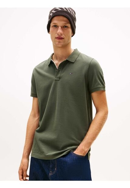 Polo Gris De Corte Slim Con Parche Con Logo Tommy Jeans