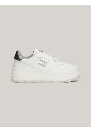 Tenis Blanco De Baloncesto Metalizadas De Cuero Tommy Hilfiger