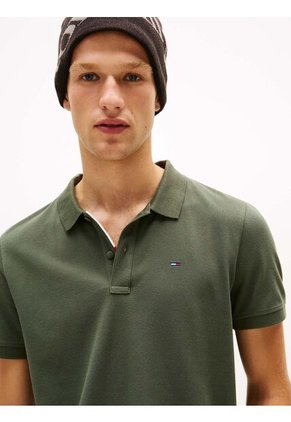 Polo Gris De Corte Slim Con Parche Con Logo Tommy Jeans